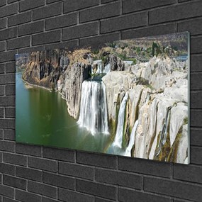 Obraz na skle Vodopád jazero príroda 120x60 cm