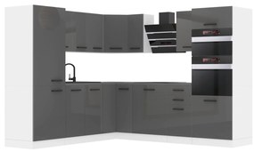 Kuchynská linka Belini Premium Full Version 480 cm šedý lesk s pracovnou doskou STACY