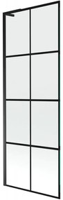 Mexen Next L, 1-krídlová vaňová zástena 70 x 150 cm, 6mm číre sklo-čierny vzor, čierny profil, 895-070-000-03-77-70
