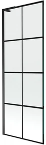 Mexen Next L, 1-krídlová vaňová zástena 70 x 150 cm, 6mm číre sklo-čierny vzor, čierny profil, 895-070-000-03-77-70