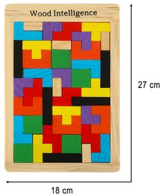 KIK Drevené puzzle tetris bloky 40el.