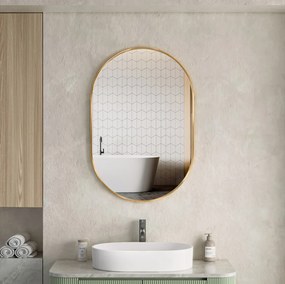 Erga Oval, oválne zrkadlo 60x90cm, zlatý rám, ERG-V01-OVAL-6090-GD