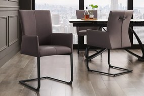 Dizajnová stolička SAMSON v šedom koženom prevedení