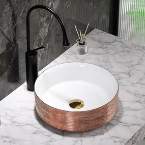 BPS-koupelny Keramické umývadlo na dosku HYD-LA-P-GL-360 36x36 cm, biele/ružové zlato