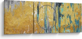 Obraz - Zlatý design (s hodinami) (90x30 cm)
