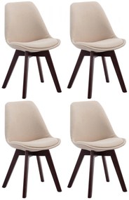 Stolička Borne V2 látka (SET 4 ks), drevené nohy orech - Krémová