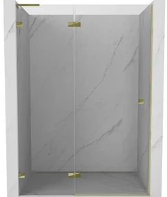 Mexen, Mexen Lunar L Otočné ľavé sprchové dvere 130 cm, transparentné, zlaté - 834L-130-000-50-00-L