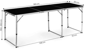 Skladací cateringový stôl 180 x 60 cm čierny 3-časťový