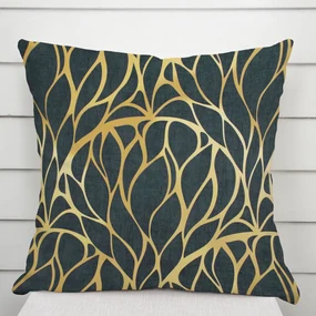 Biante Zamatová obliečka na vankúš Tamara TMR-003 Zlaté ornamenty na čiernozelenom 45 x 45 cm