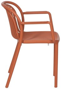 V terakotovej farbe plastová jedálenská stolička Alia – Ixia