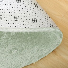 Protišmykový koberec SHAGGY biely kruh