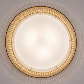 Toolight Toolight, LED stropné svietidlo plafón s ratanovým tienidlom 4000K, APP1934-C, biela-ratan, 50 cm, OSW-66090