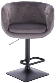 LuxuryForm DESIGN Barová stolička MONTANA VELUR na čiernej hranatej podstave - šedá