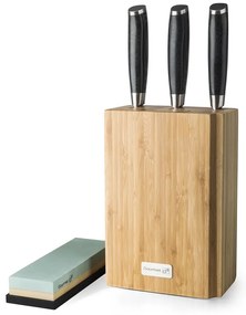 Sada nožov G21 Gourmet Damascus v bambusovom bloku 3 ks + brúsny kameň 6002217