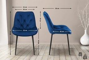 Jedálenská stolička Wallace - zamat - Modrá