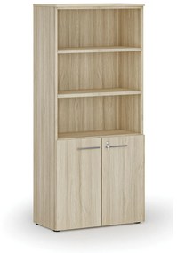 Kombinovaná kancelárska skriňa PRIMO WOOD, dvere na 2 poschodia, 1781 x 800 x 420 mm, dub prírodný