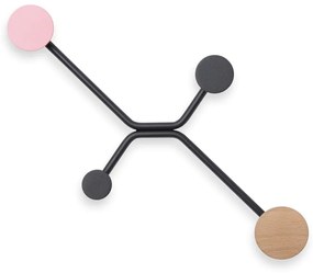 Čierny nástenný vešiak s ružovým detailom Gazzda Hook