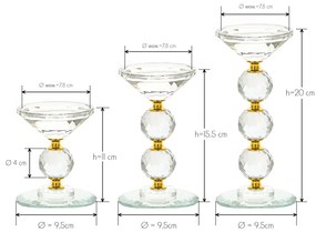 Dekorstudio Krištáľový svietnik KANDELABR 11cm - zlatý S