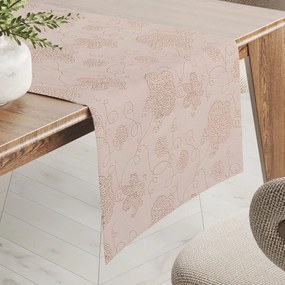 Biante Teflónový behúň na stôl TF-129 Hnedé kvetované ornamenty na sivobéžovom 35x120 cm