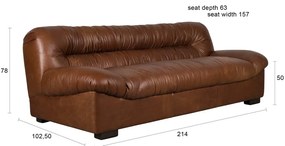 Hnedá kožená pohovka 214 cm Douglas – Dutchbone