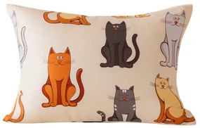Obliečka na vankúš z mikrovlákna COLORED CATS 70x90 cm, krémový