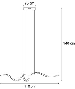 Dizajnové závesné svietidlo čierne 110 cm vrátane LED 3-stupňové stmievateľné - Wokkel