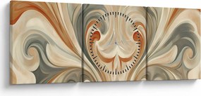 Obraz - Vír v zemitých farbách (s hodinami) (90x30 cm)