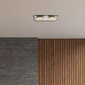 Podhľadové svietidlo Glass Square II, 1x sklenené/strieborné kovové tienidlo, s