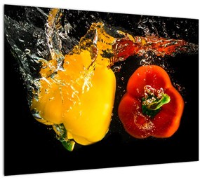 Obraz - papriky vo vode (70x50 cm)