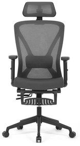 Ergonomická kancelárska stolička ZANE s podnožkou — sieťovina/látka, sivá