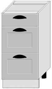 Kuchynská skrinka Adele D40s/3 Šedá Mat/Biely