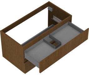 Mexen Rivel, kúpeľňová skrinka 90 cm, 2 zásuvky, drážkovaná, orech, 91A20-09047-2-BFF86