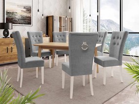 Rozkladací stôl 140x80 so 6 stoličkami ST67, Farby: natura, Farby: biela, Farby: chrom, Potah: Magic Velvet 2217