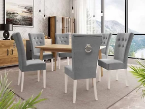 Rozkladací stôl 140x80 so 6 stoličkami ST67, Farby: natura, Farby: biela, Farby: chrom, Potah: Magic Velvet 2217