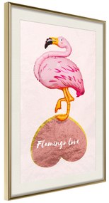 Artgeist Plagát - Flamingo in Love [Poster] Veľkosť: 30x45, Verzia: Zlatý rám s passe-partout