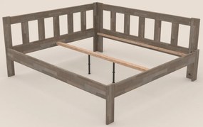 Rohová posteľ so zástenou vpravo Tema P 180x200 cm, šedý buk