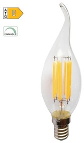 Diolamp LED Filament žiarovka číra Candle Flame C35 5W/230V/E14/4000K/690Lm/360°/Dim