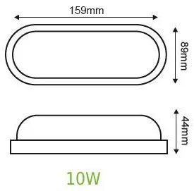 ACA Lighting LED prisadené svietidlo DORA 10W/230V/6000K/950Lm/110°/IP65/IK08, oválne biele
