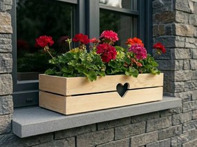 AMADEA Drevený obal na kvetináč so srdcom, 62x21,5x17cm Český výrobok