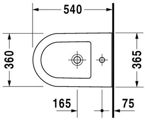 DURAVIT Darling New závesný bidet s otvorom, 370 mm x 540 mm, 2249150000