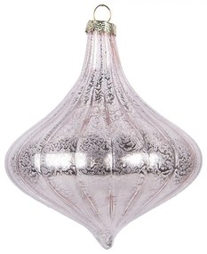 Pastelovo ružová sklenená ozdoba špicatá banka - Ø 10*10 cm