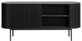 Čierna nízka komoda v dekore duba s posuvnými dverami 73x160 cm Siena – Unique Furniture