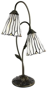 Stolná Tiffany lampa 2 tienidlá hnedé kamienky BrownEye - 35*18*61 cm E14/max 2*25W