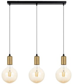 Luster na lanku MIROS 3xE27/60W/230V čierna/zlatá