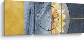 Obraz - Tvary a kvet (s hodinami) (90x30 cm)