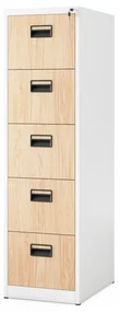 Kovová kartotéka, 5 zásuviek SARA V5, 460 x 1630 x 620 mm, Eco Design: biela/ dub sonoma