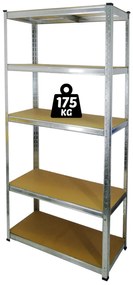Kovový regál 180x90x30cm, 5 políc, nosnosť 875 kg