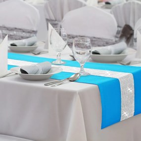 Behúň na stôl Glamour so zirkónmi farby tyrkysovo modrej 40x110 cm - PostelnePrehozy.sk