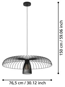 Eglo 390216 - Luster na lanku CHAMPERICO 1xE27/60W/230V 77 cm čierna
