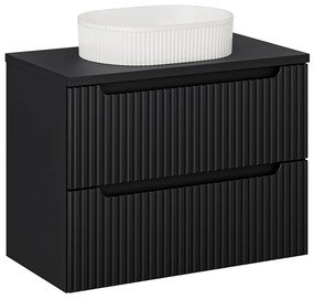 Závesná skrinka Nova Black II s doskou a umývadlom 80 cm čierna/biela